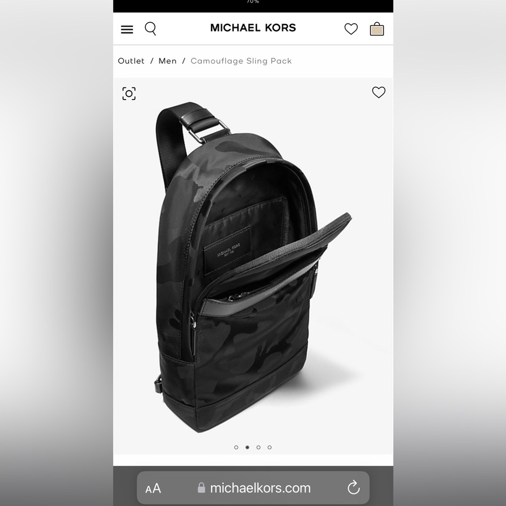 Michael Kors black camouflage sling pack